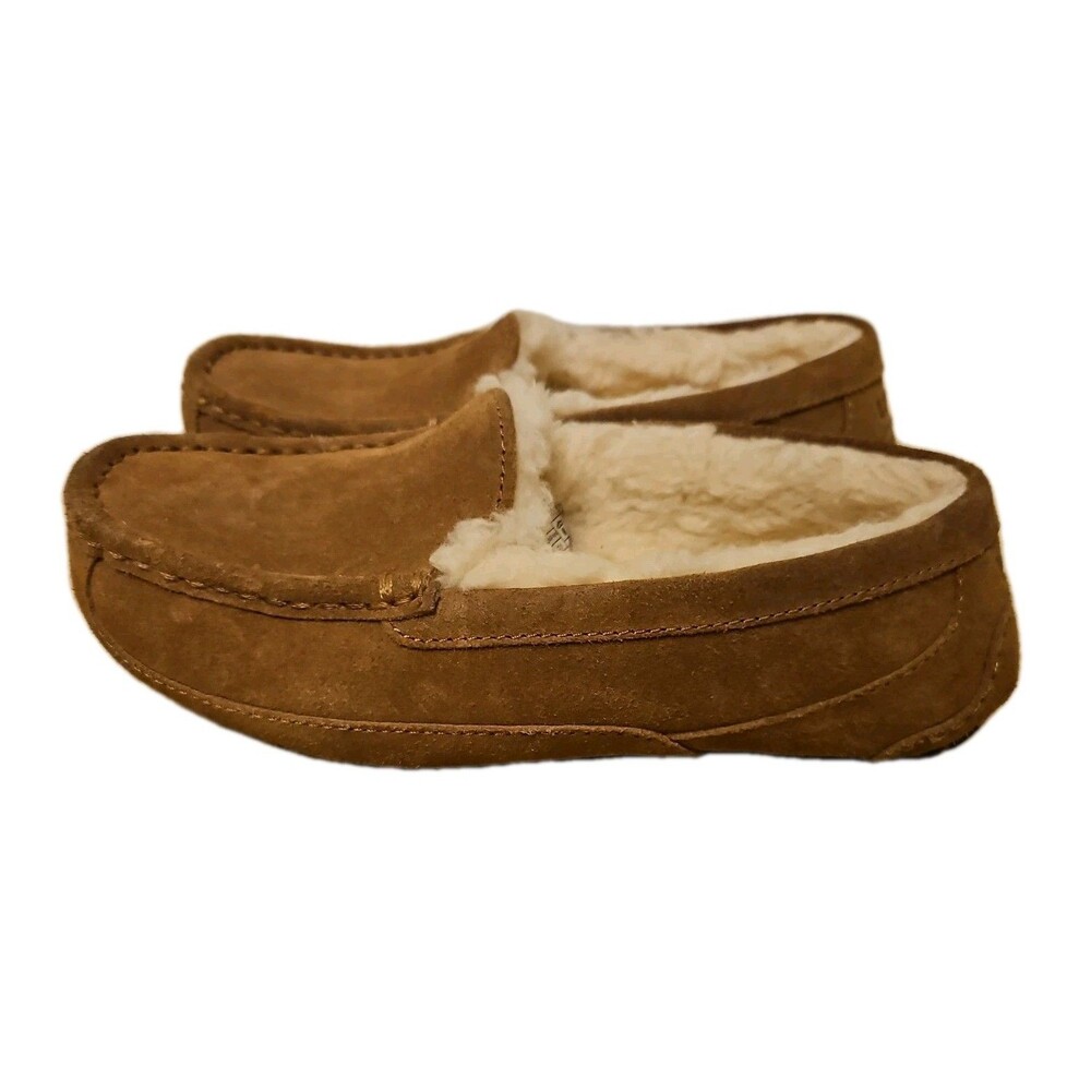 UGG Kids Ascot Chestnut Suede Moccasin Slippers Loafer, Size 2